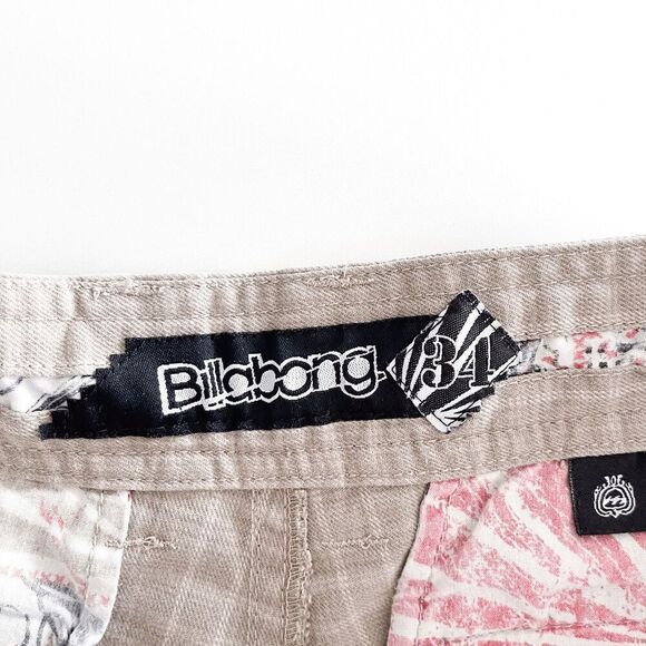 Billabong Men's Chino Shorts Plaid Mid Length Flat Front Tan Size 34 - Picture 3 of 9